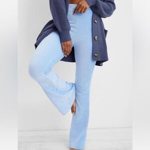Light Blue Aerie Groove On Velour Ribbed Flare Pants